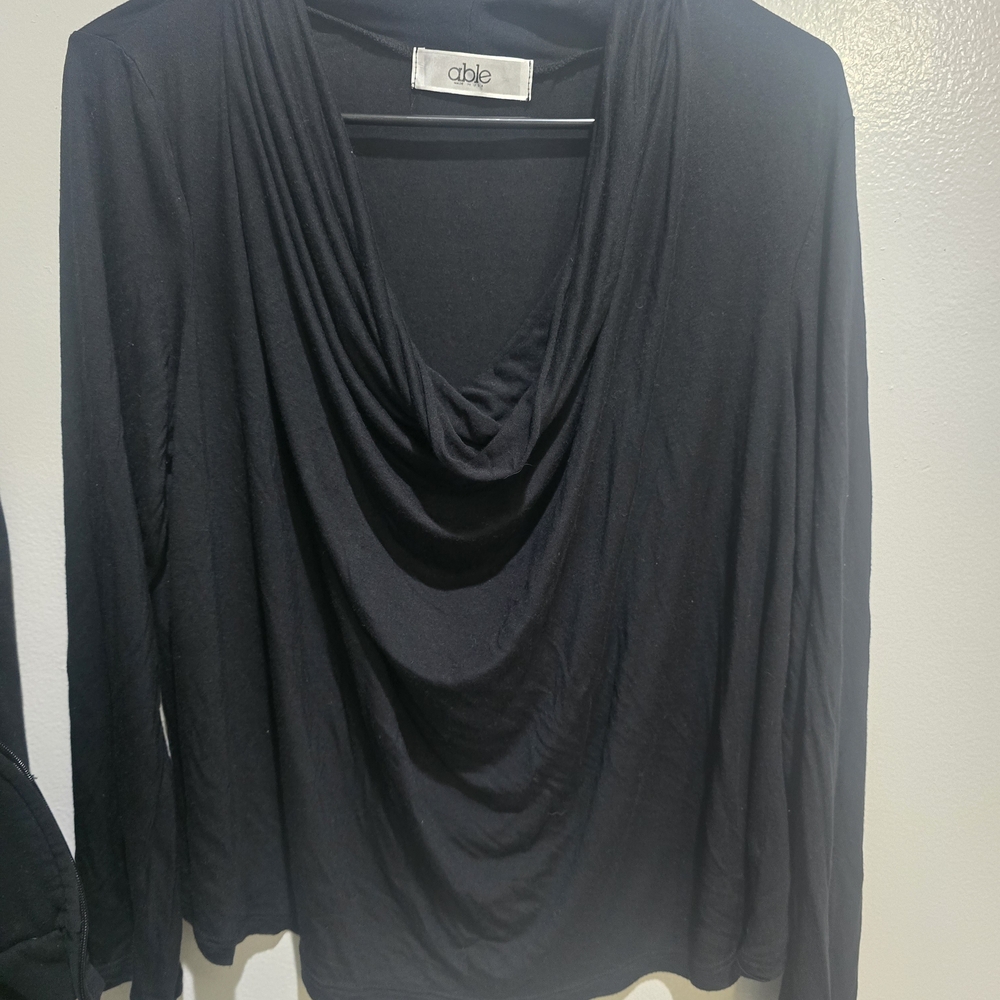 Able Black Cowl Neck Long Sleeve Top